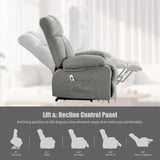 jonpony Power Lift Recliner Chair for Elderly, Lift Chair with Massage and Heat for Living Room, Fabric Electric Recliner Chairs with Side Pockets, USB Charge Port,Grey jonpony