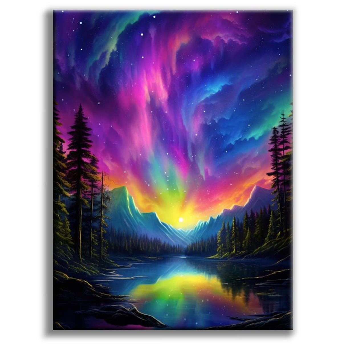 Offito Aurora Diamond Art Kits for Adults, 5D Starry Sky Lake Diamond Painting Kits for Beginners, Fantastic Landscapes DIY Full Drill Dots Gem Art Paint for Home Wall Decor 12 x 16 Inch Offito