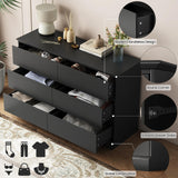 Seeday Dresser for Bedroom, Modern Wooden Dresser Closet Dressers,6 Drawer Dressers for Living Room, Entryway, or Hallway, Black Seeday