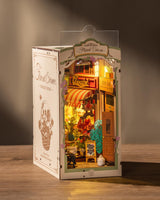 Rolife DIY Book Nook Kits for Adults, Miniature Dollhouse Booknook Kit for Home Room Decor, 3D Wooden Puzzle with LED, Flower Corner Creative Bookends Bookshelf Diorama Insert Rolife