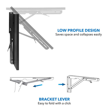 Mount-It! Heavy Duty Wall Mounted Drop Leaf Table, Folding Wall Mounted Desk, Drop Down Table 45x15x7, Floating Desk, Folding Laundry Table for Small Spaces, Home Office, Garage, Basement Kit - WoodArtSupply