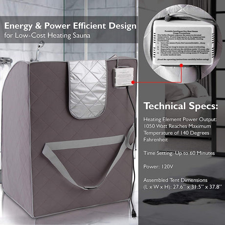 SereneLife Portable Infrared Home Spa | One Person Sauna | with Heating Foot Pad and Portable Chair SereneLife