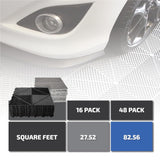 SafeRacks Ribbed Interlocking Garage Floor Tiles - Vented, Self-Draining, Non-Slip Flooring, Modular, Virgin Polypropylene, Ideal for Garages, Patios, Basements, Decks - Black - 82.56 sq ft - 48 Pack SafeRacks