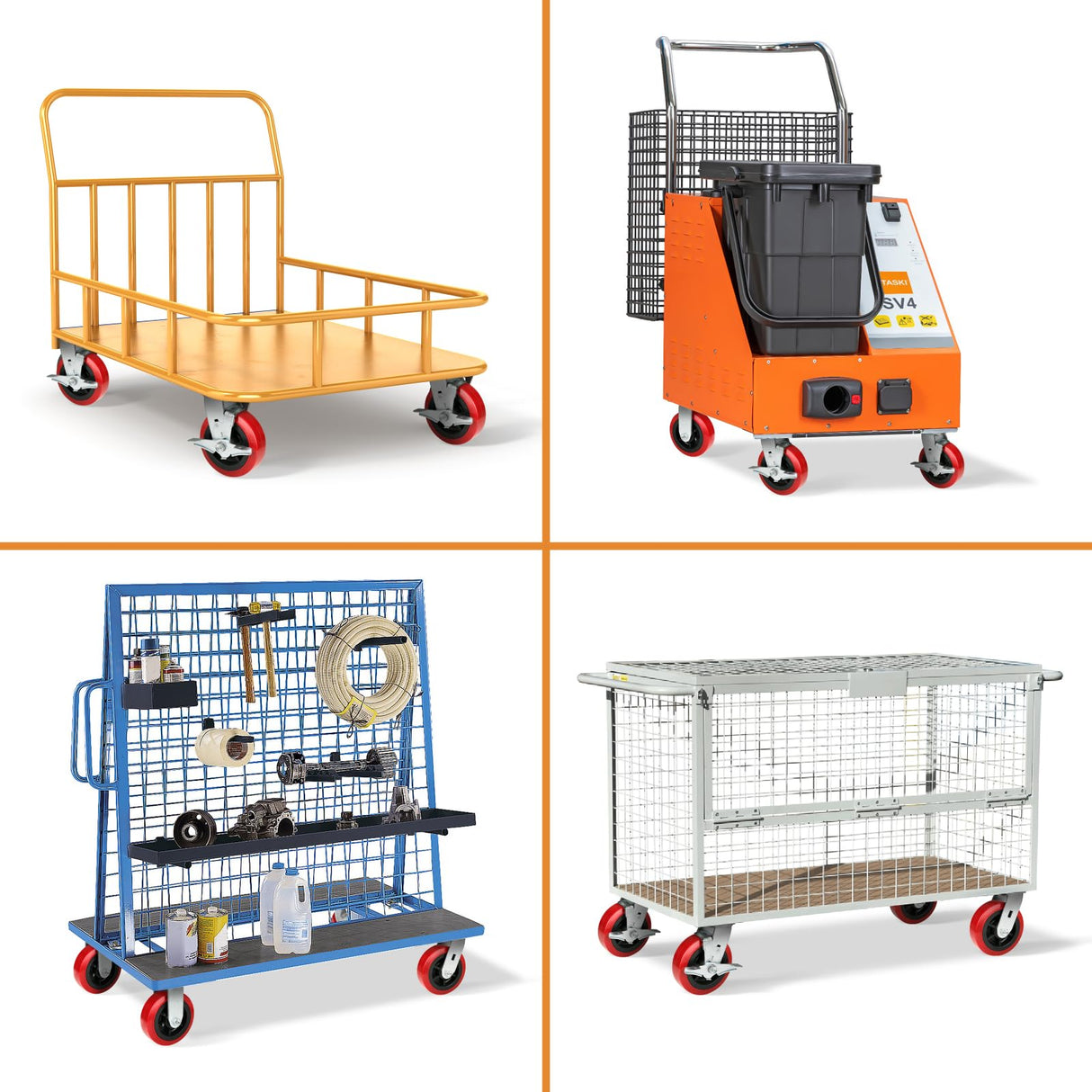 HANDSAMMU 6 inch Industrial Casters-Polyurethane on Polyolefin Swivel Casters, Set of 4 Heavy Duty Casters with 4000 lb Capacity, Caster Wheels for Workbench, Industrial Equipment (2Rigid&2Swivel) Handsammu