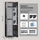 VEVOR 5 Rifles Gun Safe, Rifle Safe with Fingerprint Lock, Quick Access Gun Storage Cabinet for Shotguns with Removable Shelf & Pistol Rack VEVOR