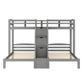 Bellemave Twin Over Twin Bunk Bed for 3, Wood Triple Bunk Beds with Stairs, 3 Bunk Beds with Storage for 3 Kids, Boys, Girls, Teens, Adults No Box Spring Needed (Gray) Bellemave