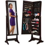 Best Choice Products Freestanding Jewelry Armoire Cabinet, Full Length Standing Mirror, Lockable Makeup Storage Organizer, w/Velvet Lining, 3 Angles, Lock, Accessory Pouch, 5 Shelves - Espresso Best Choice Products