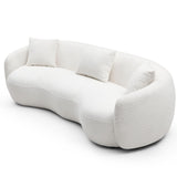 mr.waiba 94” Modern Elegant Curved Sofa Mid-Century Luxury Style Curved Back Comfortable Boucle Curved Sofa for Bedroom, Office, Apartment 4 Seater Fabric Sofa (Beige White) mr.waiba
