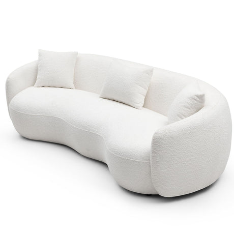 mr.waiba 94” Modern Elegant Curved Sofa Mid-Century Luxury Style Curved Back Comfortable Boucle Curved Sofa for Bedroom, Office, Apartment 4 Seater Fabric Sofa (Beige White) mr.waiba