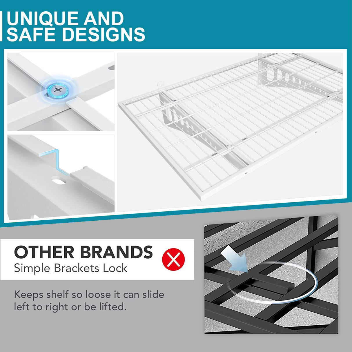 Dtrik Garage Storage Shelving Wall Mounted, 2 Pack 2x3ft, Loads 500 lbs Heavy Duty Sturdy Wall Shelves, Strong Garage Organiser, Storage Racks Units, White Metal Floating Adjustable Wall System Shelf Dtrik