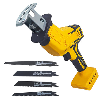 Cordless Reciprocating Saw for DeWalt 20V Battery, Brushless Power Recipro Saw, 0-3500SPM Variable Speed, Tool-free Blade Change, 4 Saw Blades Kit for Wood/Metal/PVC Cutting, Bare Tool - WoodArtSupply