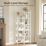 MAHANCRIS 5-Tier Bookshelf, Bookcase, Shelves Organizer for Small Spaces, Storage Shelf Organizer, for Living Room, Bedroom, Study, Balcony, White BKBW5501 MAHANCRIS