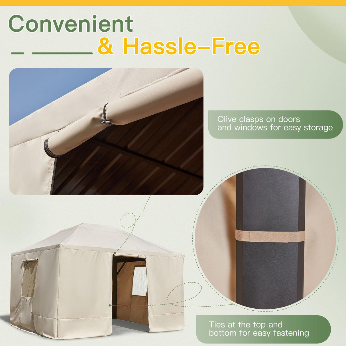 YOLENY Winter Gazebo Cover for 10×13 Hardtop Gazebo, Gazebo Accessories for All Seasons, Transform Your Gazebo for Winter, with Mesh Screens and Doors and Windows (Hardtop Gazebo Not Included) YOLENY