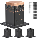 Insaga Decorative 4x4 Post Base for Concrete, 4x4 Post Bracket with 4MM Thickness Base, Deck Post Brackets 4x4 (Inner Size 3.6'' x 3.6'') for Deck Post Base, Porch Railing Post Holder (Set of 4) Insaga