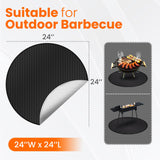 Fire Pit Mat 24'', Fireproof Mat, Deck Protector, Fire Pit Accessories, Burn Barrel, Under Grill Mat, BBQ Mat, Patio Shield, Fire Retardant Base Pad for Outdoors Hodufy