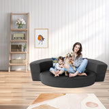Nigoone Modern Folding Sofa Bed Couch Memory Foam with 2 Pillows Sleeper Sofa futon Couch for Bedroom Living Room Guests, Washable Set, Stylish Oval 76''L × 41.5''D × 10''H,Dark Gray Nigoone