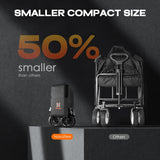 Navatiee Collapsible Folding Wagon, Heavy Duty Utility Beach Wagon Cart with Side Pocket and Brakes, Large Capacity Foldable Grocery Wagon for Garden Sports Outdoor Use, S1 Navatiee