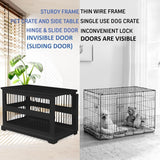 Zoovilla Dog Crate Furniture for Medium Dogs, Dual Function Dog Crate Side End Table with Sliding Door, Solid Bottom for Stability, Modern Indoor Kennel, Wooden Dog Crate Furniture, Metal Design Black zoovilla