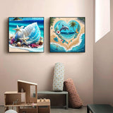 5D Diamond Painting for Adults Beginners, 4 Pack Beach Diamond Art Kits, Summer Ocean Vacation DIY Full Round Drill Diamond Dot Gem Art Kits for Adults, Home Wall Decor 11.8x11.8 Inch Acelii