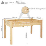 Sunnydaze 48.5-Inch Wood Raised Garden Bed - Outdoor Rectangular Elevated Planter Box with 2 Drainage Holes Sunnydaze