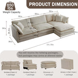 Modular Sectional Sofa, 111.53" L Shaped Chenille Comfy Sectional Couches for Living Room, 3-Seater Cloud Couches with Movable Ottomans, Flexible Combination Modern Deep Seat Sofa (Light Coffee) Ravy Concept
