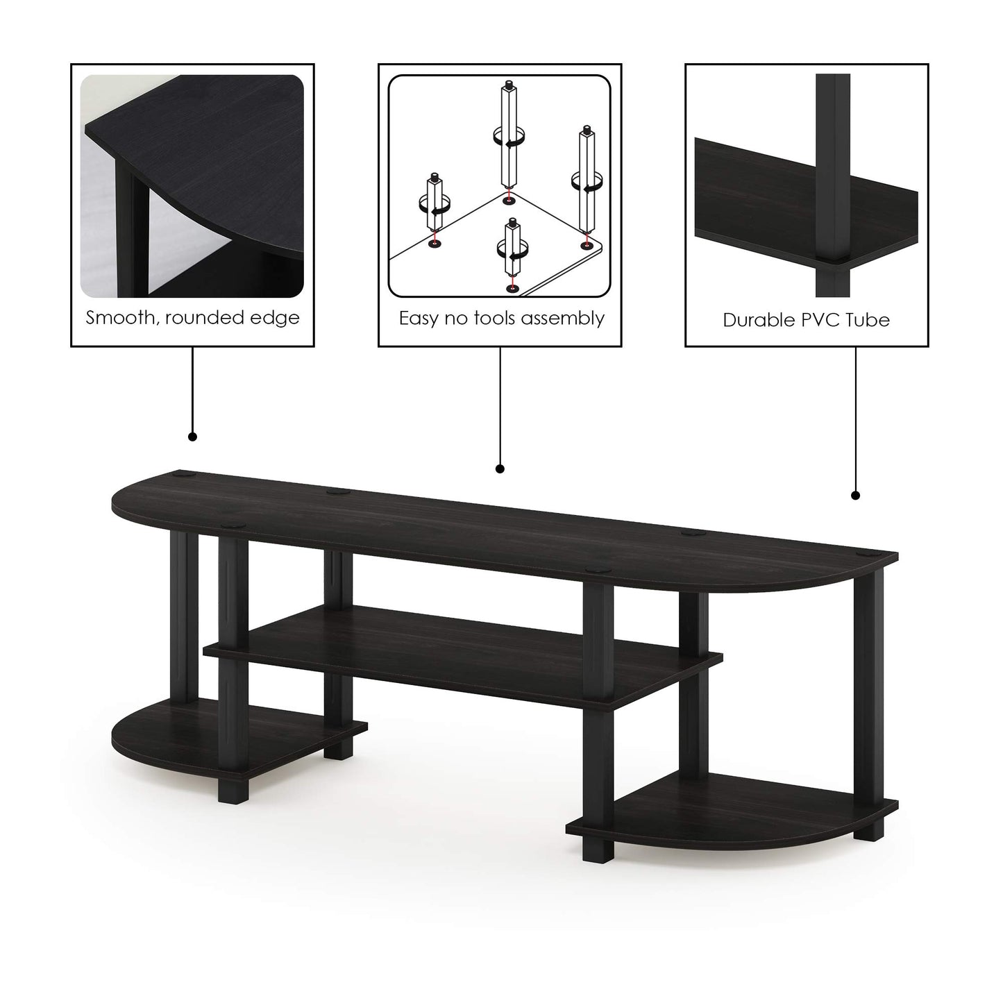 Furinno Turn-S-Tube Wide TV Entertainment Center, Espresso/Black - WoodArtSupply