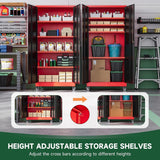 Letaya Metal Garage Storage Cabinets with Lock Door and Adjustable Shelves, Steel Tool Cabinets for Home,Office,Warehouse Organisieren (Black Red, 75" H) Letaya