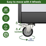 Broom Closet Storage Cabinet with Wheels and Pegboard, Metal Garage Storage Cabinet with Magnetic Doors,Adjustable Shelves for Garage Home Office,Required Assembly,Black and White,71"H×15.75"D×31.5"W Reemoon