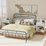 GYIIYUO Nightstands Set of 2 with Fabric Storage Drawer and Open Wood Shelf, Side Table with Storage for Bedroom, Night Stand with Drawer for Bedroom, Bedside Tables - White 24" H GYIIYUO