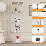 LFT HUIMEI2Y Glass Display Cabinet with LED Lights and Lock, 4-Shelf Curio Cabinets with Door, Tempered Glass Collection Display Showcase for Bedroom, Living Room 65”x 17”x 14.5” White LFT HUIMEI2Y