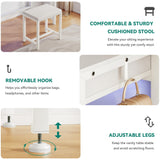 YITAHOME Vanity Desk Set with LED Mirror & Charging Station, 4-Drawer Makeup Table with Light Strip and Stool, Modern Dressing Table YITAHOME