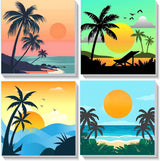 FOXKISS 4 Pack Framed DIY Paint by Numbers Kit for Adults Beginner,Sunset Oil Painting Easy Paint by Number with Canvas, Acrylic Paint Kit Arts and Crafts for Adults for Decor 8x8inch FOXKISS