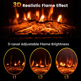 RELAX4LIFE 32-inch Electric Fireplace with Mantel - 1400W Fireplace Insert w/3 Flame Brightness, 6H Timer, Overheat Protection, Remote Control, Wood Surround Firebox with Fireplace Heater (Brown) RELAX4LIFE