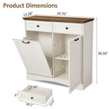 AHB 13 Gallons Tilt Out Trash Cabinet Free Standing Kitchen Trash Can Cabinet Recycling Garbage Cabinet with Hideaway Drawers, Pet Proof Trash Can Holder for Kitchen Living Room, Antique White AHB