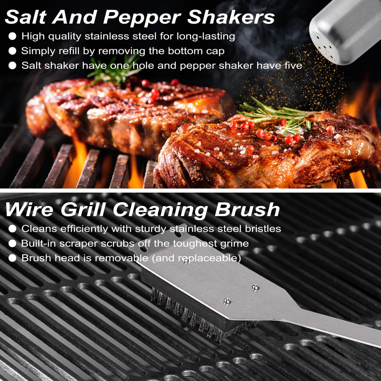 POLIGO 29 PCS BBQ Grill Accessories Stainless Steel BBQ Tools Grilling Tools Set with Storage Bag for Christmas Dads Birthday Presents - Camping Grill Utensils Set Ideal Grilling Gifts for Men Women POLIGO