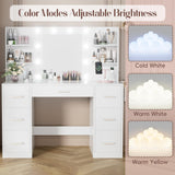 YESHOMY Vanity Desk with Mirror, Power Outlet and 10 Lights, Makeup Table with 7 Drawers, 3 Color Modes Available for Bedroom, Light White YESHOMY