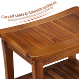 TEAKMAMA 20" Teak Shower Bench Waterproof Wood Shower Chair for Inside Shower Teak Stool with Shelf for Bathroom Sturdy Shower Seat for Elderly, Assembly Required TEAKMAMA