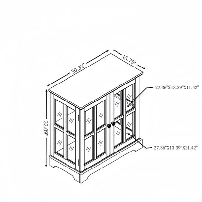 Mcltopz 2 Tiers Lighted Curio Glass Display Cabinet, 2 Lattice Doors Retro Curio Cabinet with Adjustable Shelves, Elegant Glass Display Cabinet Display Case Showcase Bookcase for Living Room (Cherry)