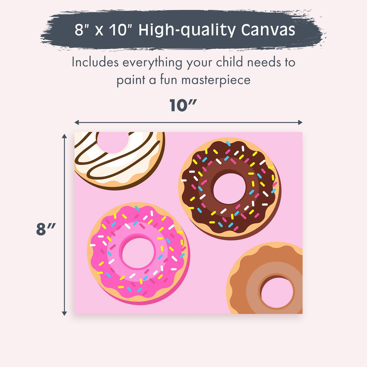 Pink Picasso Kits Paint by Number for Kids | DIY 8x10 Beginner Color by Numbers Canvas Painting Art Kits | Delicious Doughnuts Pink Picasso