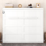 Merax Modern Farmhouse Solid Wood Murphy Bed Chest/Space Saving/Wood Slat Support/Full,White Merax
