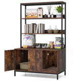 PETSITE Cat Litter Box Enclosure with Storage, 57 Inch Tall Hidden Litter Box with 2-Tier Shelves, Removable Scratching Pad, and Winding Entry, Solid Metal Framed (Rustic Brown) PETSITE