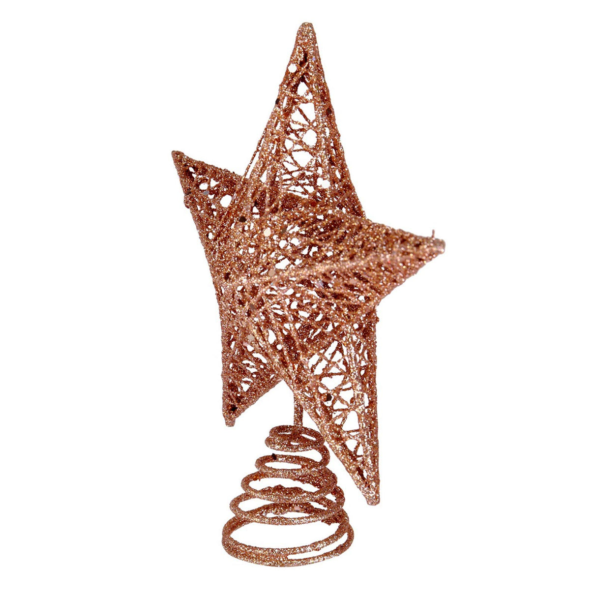 BinaryABC Christmas Tree Topper Star,Glittering Christmas Tree Decoration Ornaments,20cm (Rose Gold) BinaryABC