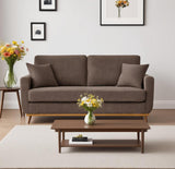 YHUBHSIS 65" Loveseat Sofa Brown Corduroy Couch, Modern 2 Seater Couch, 22.5" Deep Seat Small Couches for Living Room Bedroom Office (Brown) YHUBHSIS