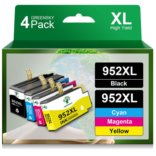 952xl Ink Cartridges Combo Pack Latest Upgrade Replacement for HP 952 XL Ink Cartridge for HP Officejet Pro 7740 8720 8710 8210 8715 8740 8702 8730 8725 Printers (4 Packs, Black Cyan Yellow Magenta)