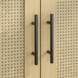 Hitow Ratten Wardrobe Armoire Closet, 6 Door Rattan Closet Wardrobe Cabinet with 2 Drawers & Hanging Rod, Storage Wardrobe Armoire Dresser for Bedroom Organizer (63" W x 19.7" D x 70.9" H) Hitow