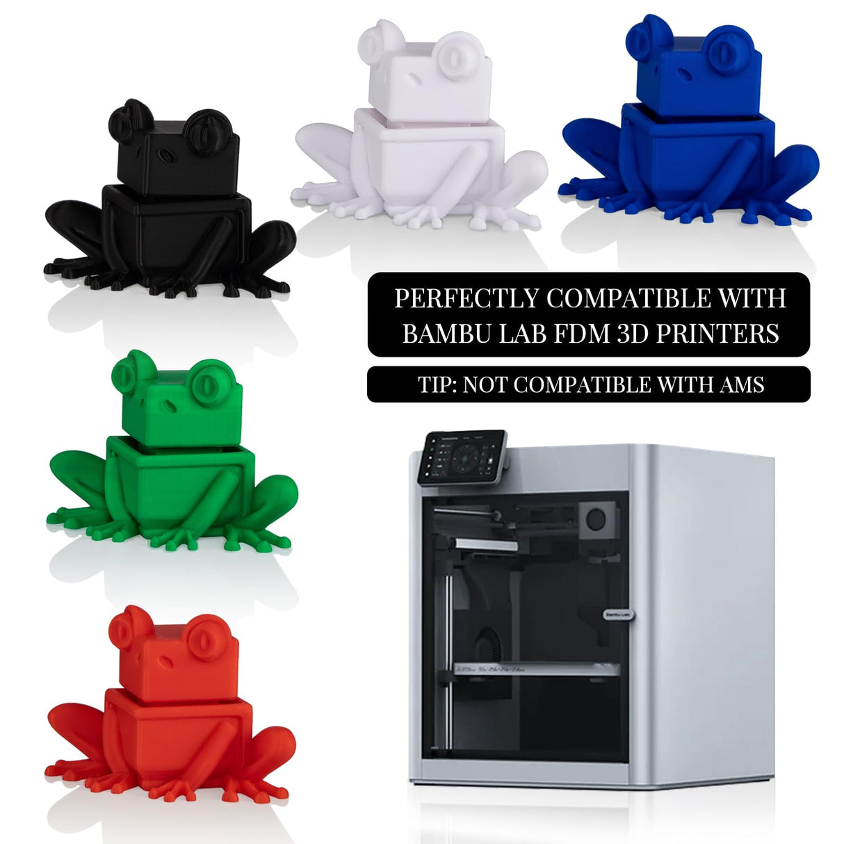 PLA 3D Printer Filament Bundle, TINMORRY PLA Filament 1.75mm, 250g x 5 Spools, Black+White+Blue+Red+Green, Net Weight 1.25kg TINMORRY