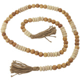 Deco 79 Mango Wood Handmade Garland with Tassel Round Long Carved Beaded , 80" x 1" x 1", Brown Deco 79