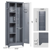 NICEGDLT Broom Closet, Broom Closet Storage Cabinets with Lock, 65" Metal Garage Organization Cabinet, Cleaning Supply Utility Storage Cabinet with Pegboard & Shelves for Laundry Room,Workshop NICEGDLT