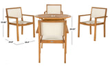 SAFAVIEH Outdoor Collection Chante Teak 35.4" Round Table 5 Piece Dining Set SAFAVIEH