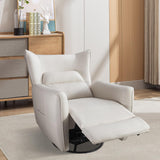 INZOY Power Swivel Rocker Recliner Glider, Oversize Electric Swivel Rocker Recliners with Highly Enveloping Backrest, Nursery Rocking Recliner Chair Leathaire Reclining Sofa for Living Room, White INZOY